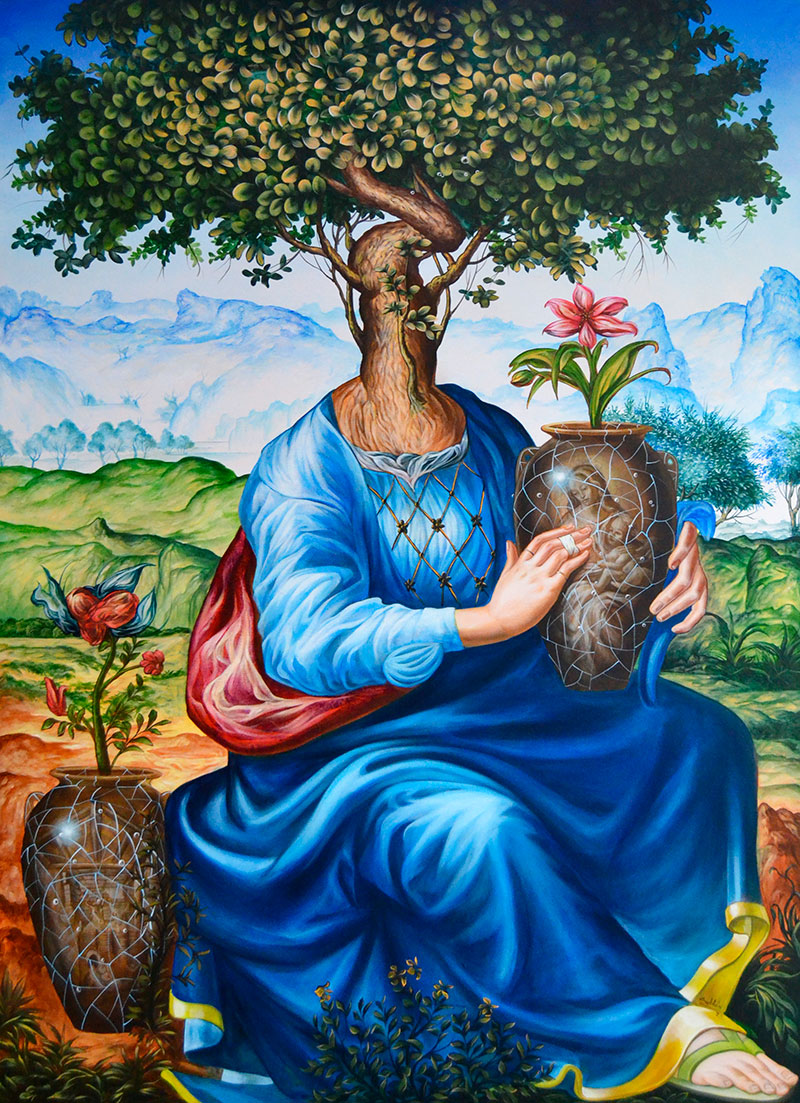 Carlos Sablón - La Jardinière, Acrylique sur toile, 170 x 120 cm, 2023