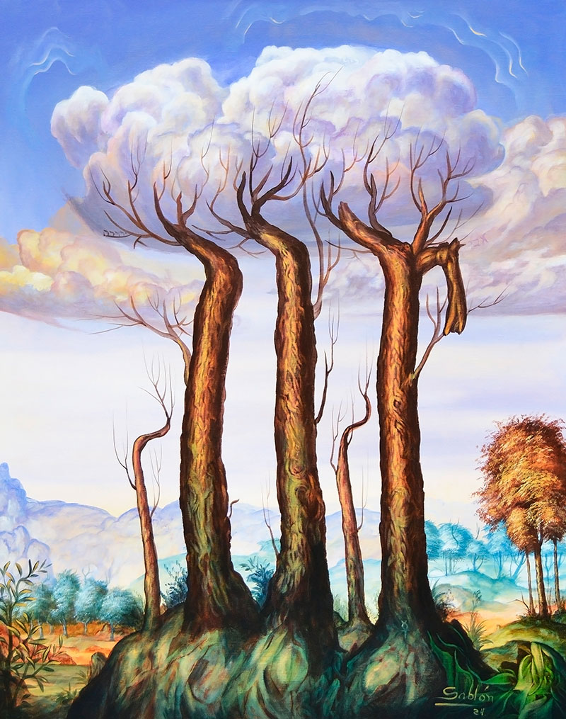 Carlos Sablón - Paysage onirique VII, Acrylique sur toile, 100 x 81 cm, 2024